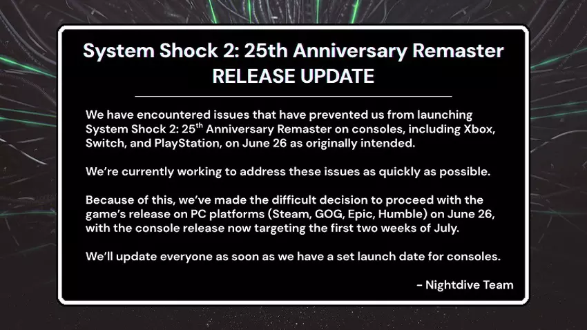 Screenshot aus dem Spiel System Shock 2: 25th Anniversary