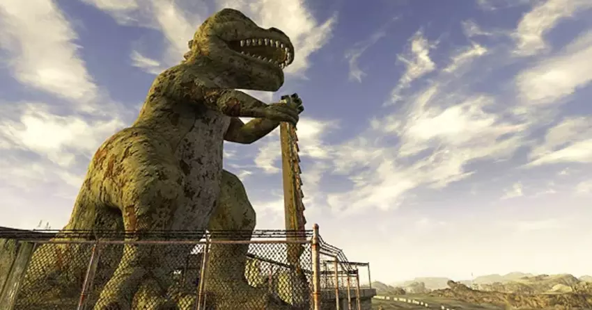 Die ikonische Statue von Dinky dem T-Rex aus New Vegas könnte in der zweiten Staffel der Fallout-Serie auftauchen