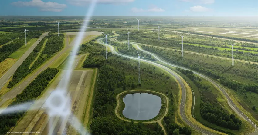Entwurfsskizze des Mercedes-Benz-Windparks