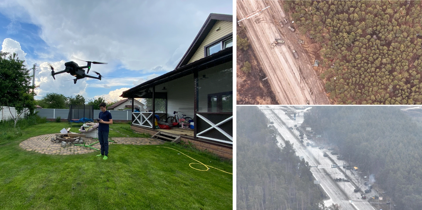 Ein 15-jähriger Ukrainer half mit Hilfe eines DJI-Quadrocopters dabei, einen Konvoi russischer Ausrüstung zu zerstören
