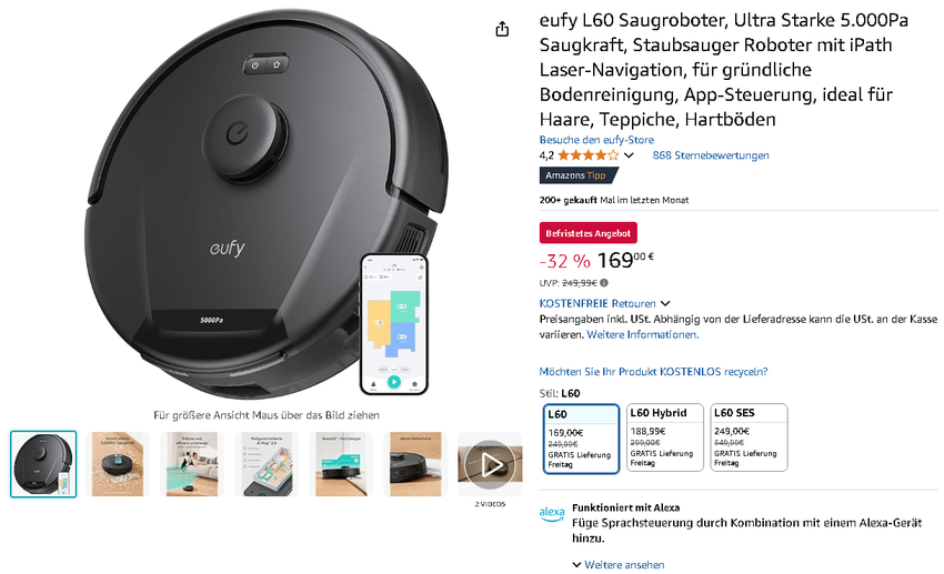 eufy L60 Saugroboter Screenshot