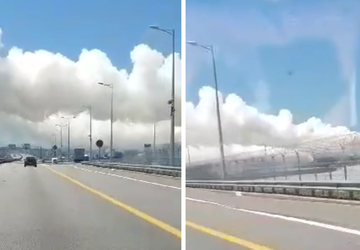 Riesige Rauchwolken erschienen über der Krim-Brücke