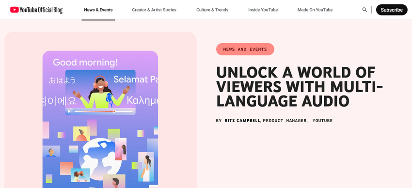 Youtube führt die Sprachsynchronsierung für alle Creator ein
