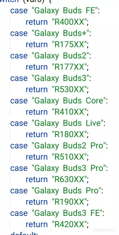Code für die neue Galaxy Buds Kopfhörerserie