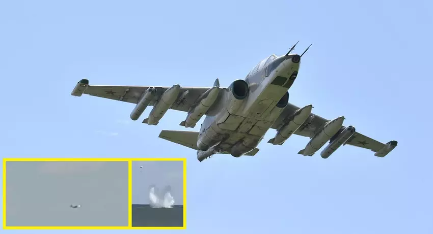 Russisches gepanzertes Kampfflugzeug Su-25 stürzte wegen eines Triebwerkschadens ins Asowsche Meer (Video)