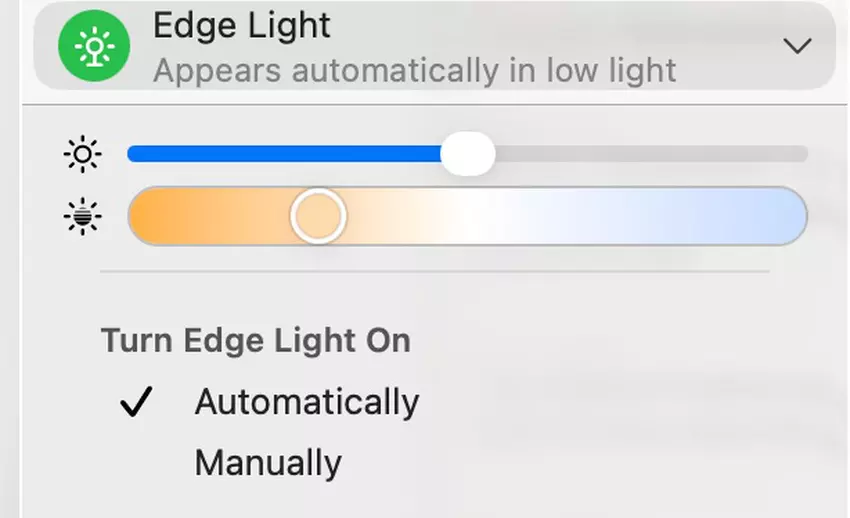 Foto, das die Edge Light-Funktion auf macOS demonstriert