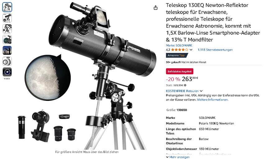 Screenshot der SOLOMARK Polaris 130EQ