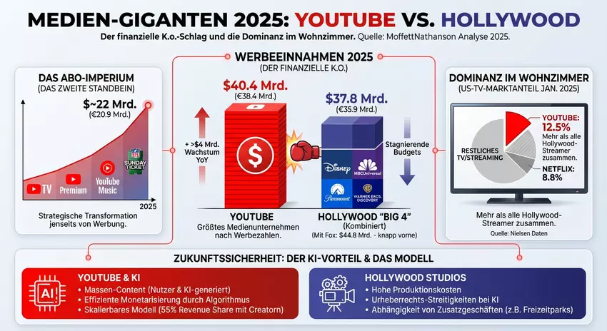 YouTube überholt Hollywood mit beeindruckenden Werbeeinnahmen