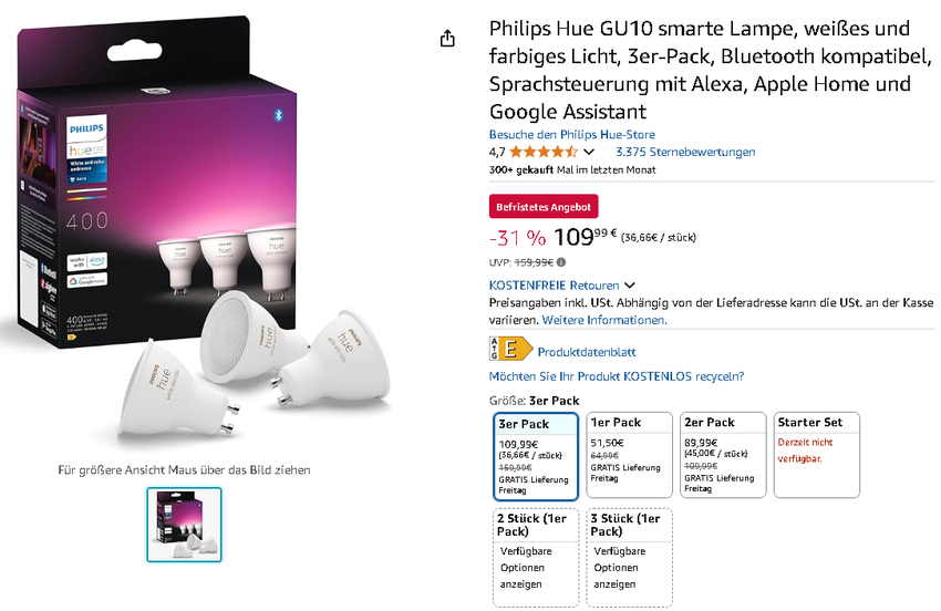 Philips Hue GU10 Smart Lampen