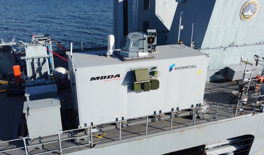 MBDA Deutschland und Rheinmetall testeten eine Kampf-Laserwaffe auf der Fregatte Sachsen