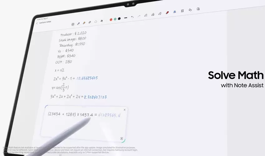 Samsung Notes-Benutzer können jetzt ganz einfach arithmetische Gleichungen lösen