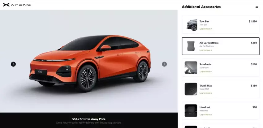 Zubehör für Xpeng G6 im Online-Konfigurator