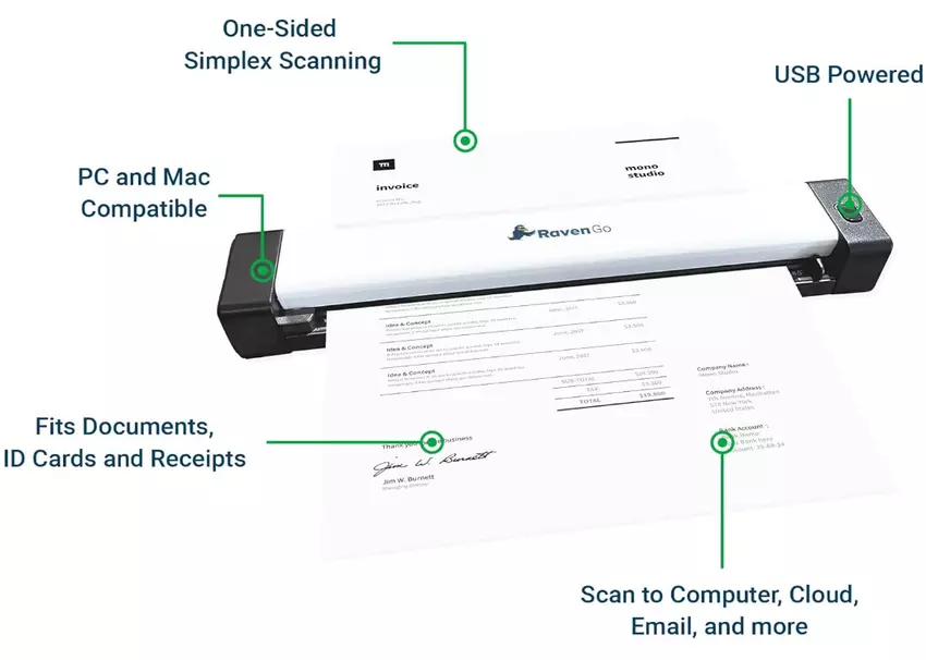 Raven Go mobiler Dokumentenscanner