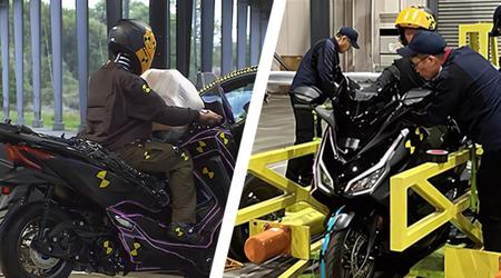 Toyoda Gosei zeigte einen Prototyp eines Airbags für Motorräder und Roller