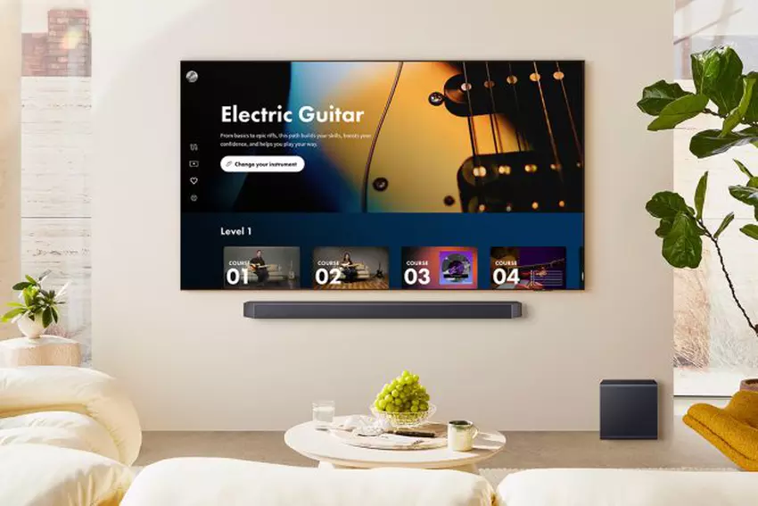 Samsung TV mit Fender Play-Schnittstelle auf dem Bildschirm