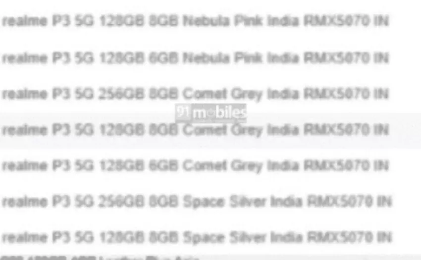 Informationsleck über Realme P3