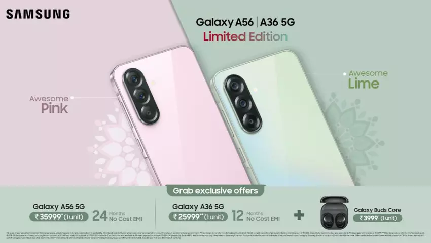 Samsung Galaxy A56 5G und Galaxy A36 5G erhalten neue Farben