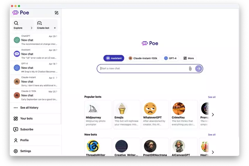 Poe hat eine Desktop-App vorgestellt, die alle Chatbots mit künstlicher Intelligenz an einem Ort ermöglicht
