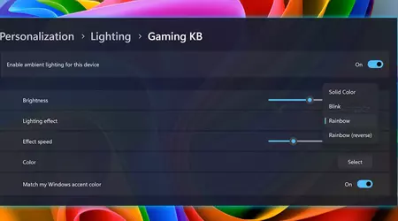 Windows 11 wird die Steuerung von Geräten mit RGB-Hintergrundbeleuchtung hinzufügen