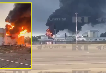 Eine unbekannte Angriffsdrohne hat ein Öllager ...