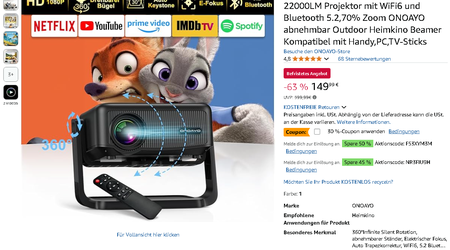 ONOAYO AY3 Beamer mit 360° Rotation – Sensationelle 250€ Ersparnis bei Amazon!