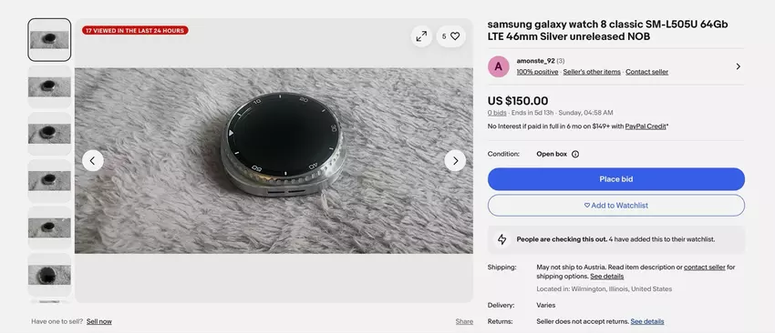 Samsung Galaxy Watch 8 Classic ist auf eBay erschienen