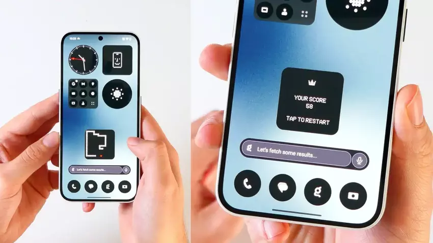 Gameplay im neuen Snake-Widget der Nothing Community Widgets App