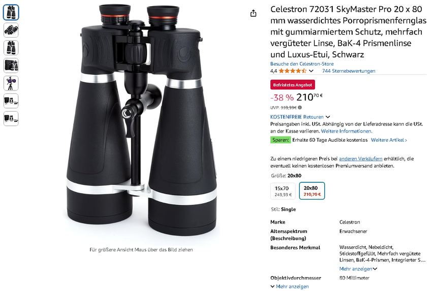 Celestron SkyMaster Pro 20x80 Fernglas