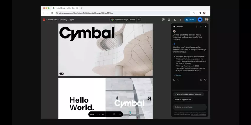 Google Drive führt die Gemini-Seitenleistenintegration für die PDF-Anzeige ein