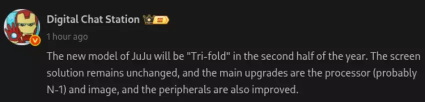 Leaked image of the new Huawei Mate XT triple foldable smartphone