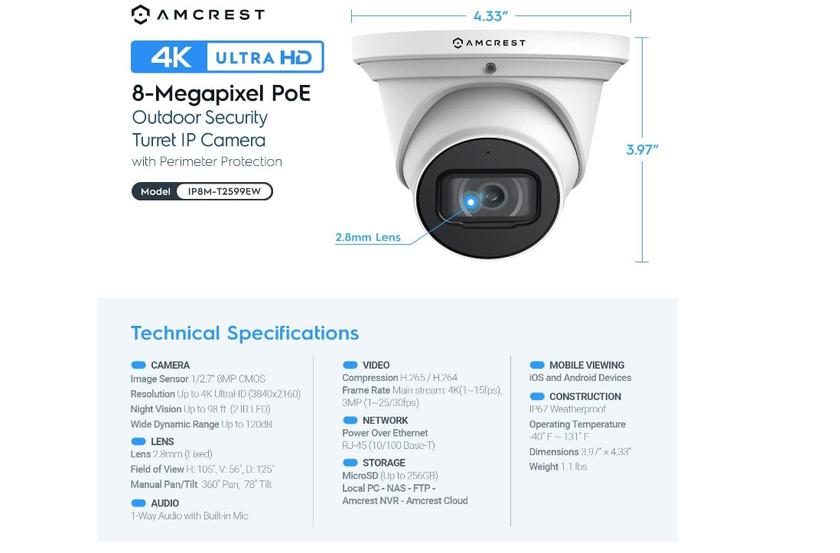 Amcrest 4K PoE Kamera Set verkabelt