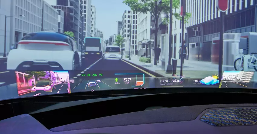 Hyundai Mobis hat den Kia EV9 vorgestellt, der mit einer "holografischen Windschutzscheibe" ausgestattet ist.