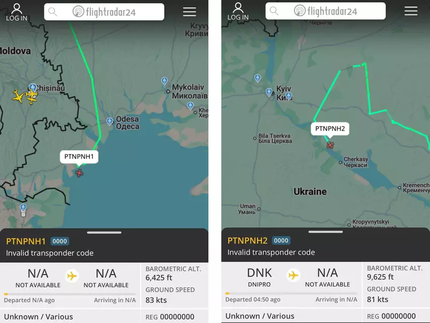 Screenshots vom Flightradar24-Dienst