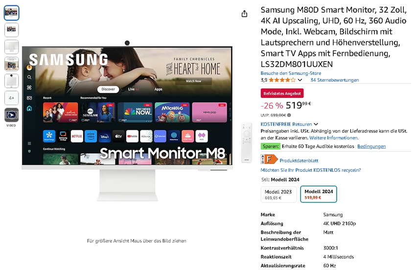 Screenshot der Samsung M80D