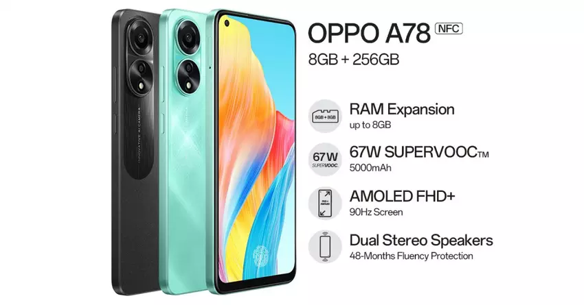 OPPO A78 4G - Snapdragon 680, 90Hz AMOLED-Display und 67W Aufladung für $235