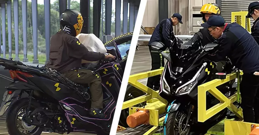 Toyoda Gosei zeigte einen Prototyp eines Airbags für Motorräder und Roller