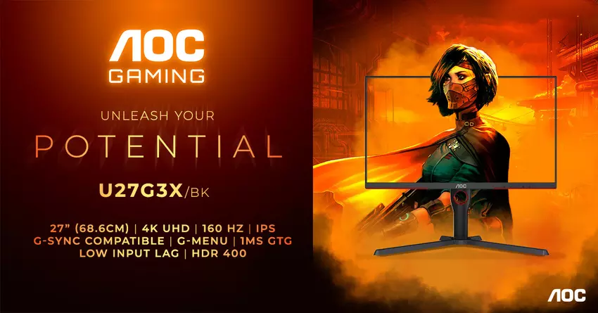 4K UHD, 160Hz und NVIDIA G-Sync für 500€ - AOC Gaming U27G3X/BK Monitor vorgestellt