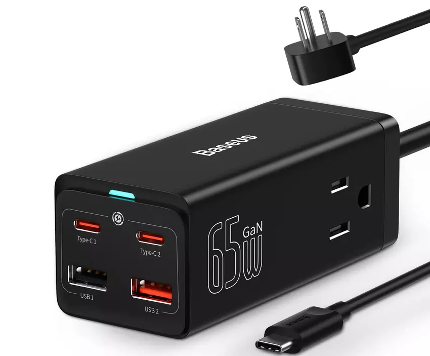 Baseus PowerCombo auf Amazon: Splitter mit vier USB-Anschlüssen, zwei Steckdosen und bis zu 65 W Ladeleistung für $47,99 ($52 Rabatt)