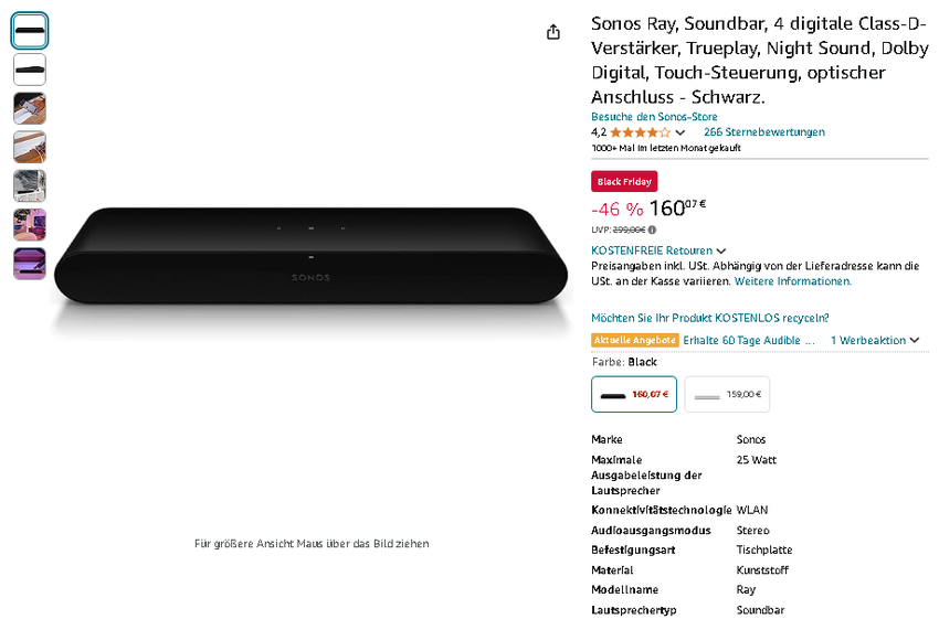 Sonos Ray Kompakt-Soundbar Screenshot