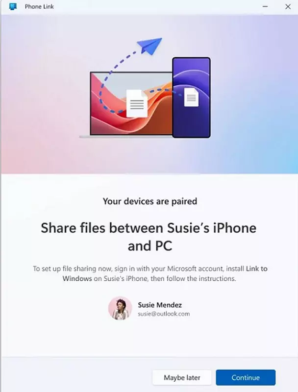 Screenshot der Phone Link-Einstellungen