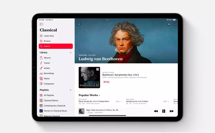 Die Apple Music Classical App ist jetzt auch für das iPad verfügbar