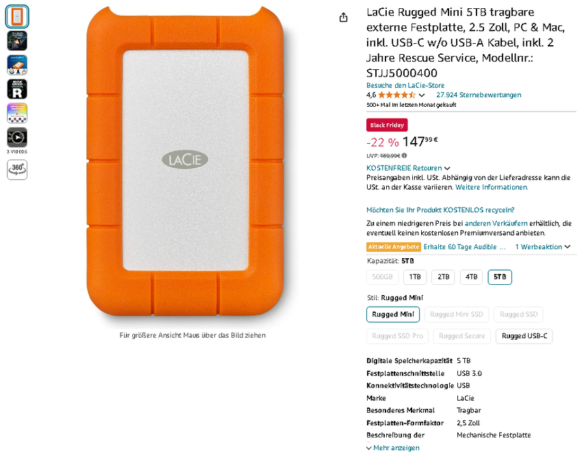 LaCie Rugged Mini 5TB Screenshot
