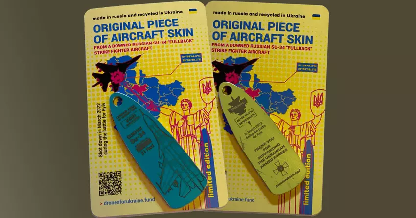 Die abgeschossene russische Su-34 ging an einzigartige Souvenirs: Ein freiwilliger Fonds spendet Token von seiner Haut an alle, die einen Betrag von 1.000 $ oder mehr spenden