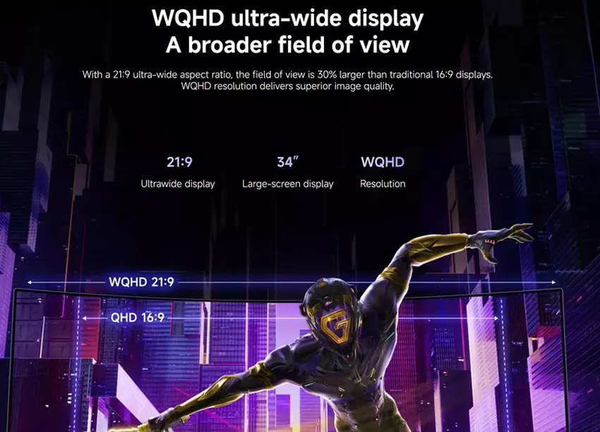 Rückseite des Xiaomi-Gaming-Monitors mit Anschlüssen