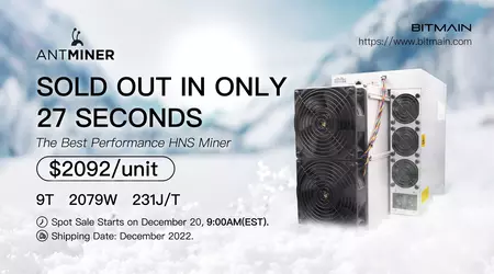 Alle ASIC Antminer HS3 ASICs im Wert von $2092 für Handshake Cryptocurrency Mining in 27 Sekunden ausverkauft