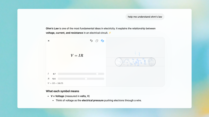 Illustration des Ohmschen Gesetzes in ChatGPT