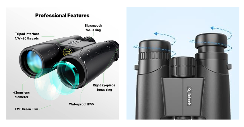 Kylietech UW-090 12x42 beste kleine ferngläser für vogelbeobachtung