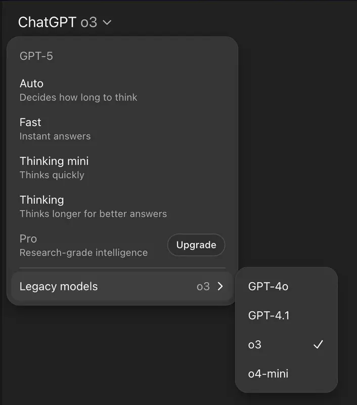 Auswahl von Denkmodellen in ChatGPT-5