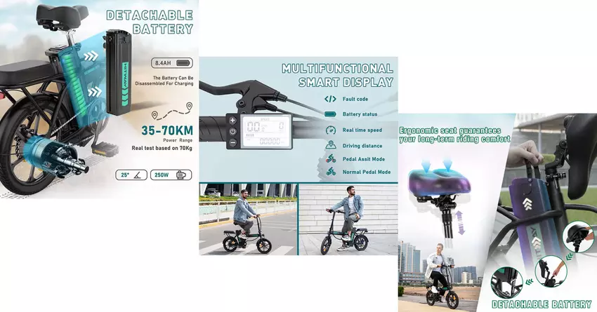 HITWAY BK5 16" Klapprad Elektrofahrrad E-Bikes für schwere Fahrer