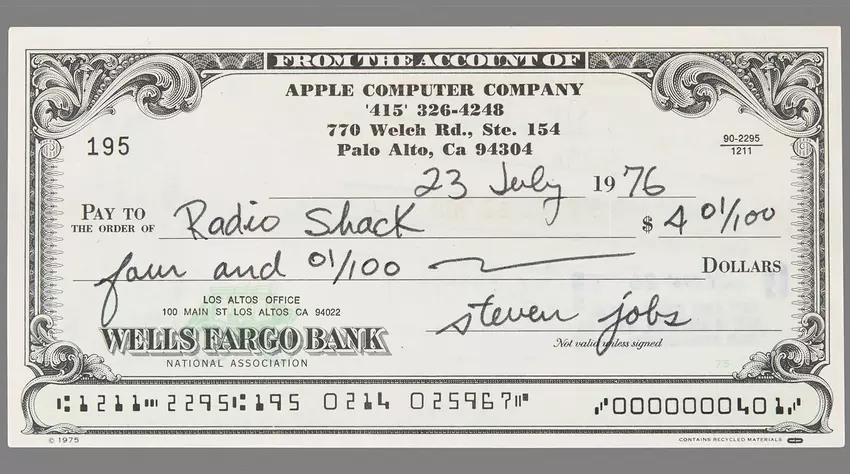 Steve Jobs' 4-Dollar-Scheck wurde für 46.000 Dollar versteigert